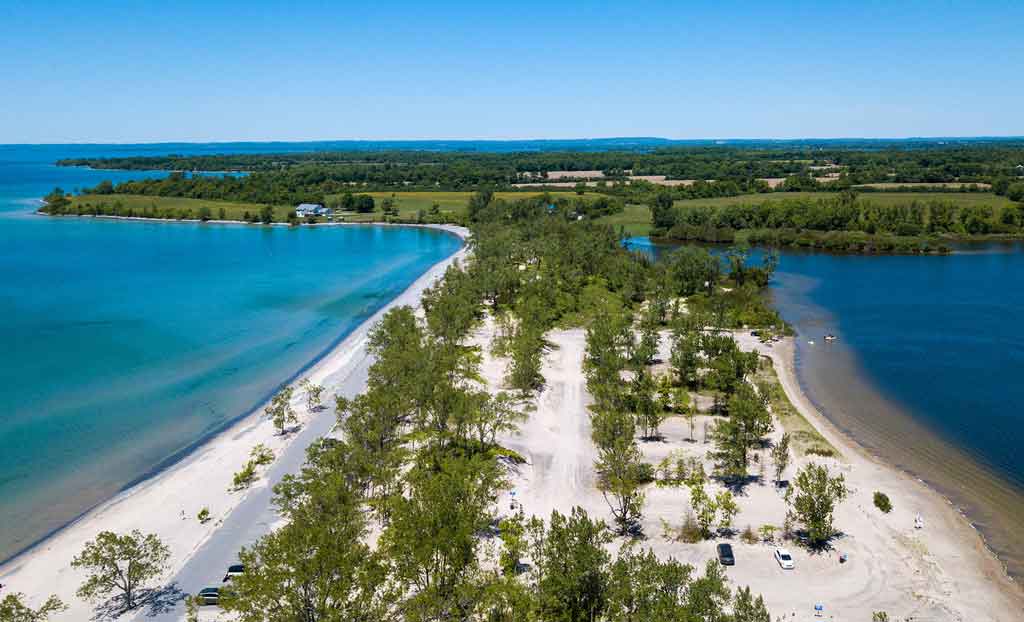 Unique beach stretched between two lakes at North Shore Provincial Park