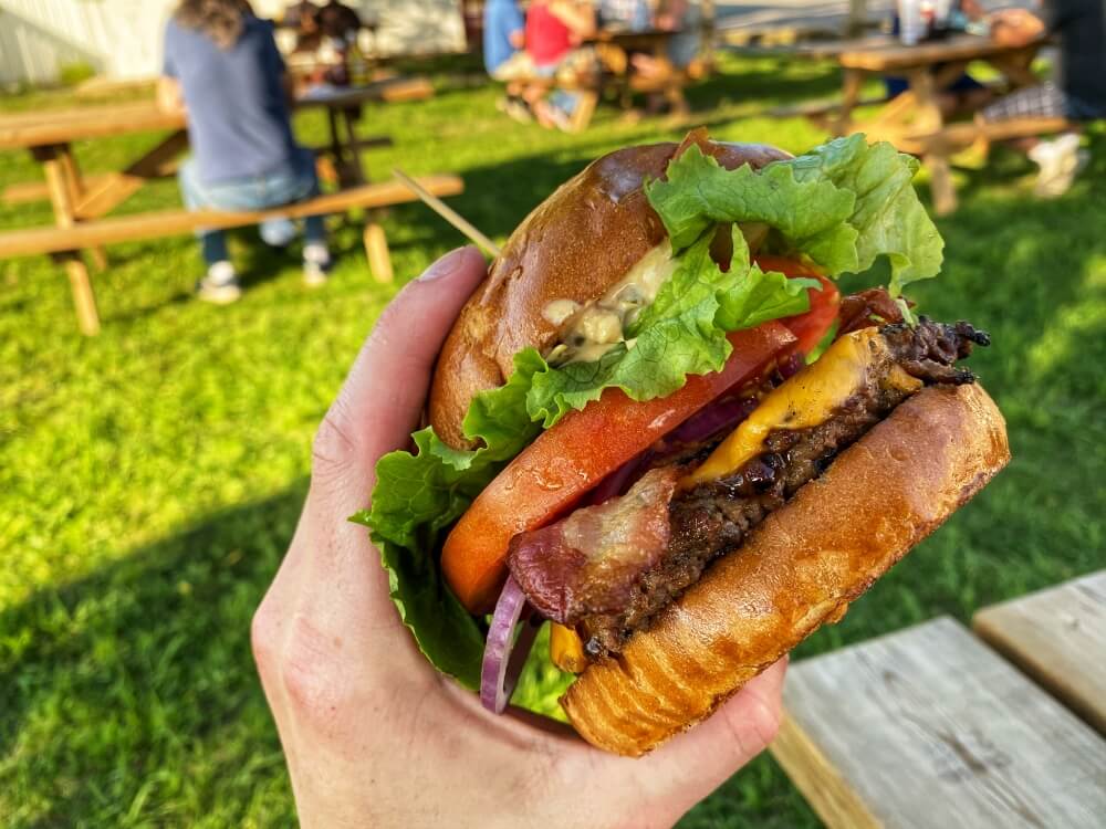 MJ's Roadhouse in Lucan, Ontario (a part of Middlesex County) has great burgers. 