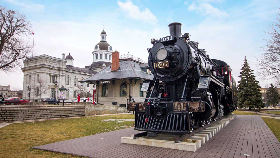 Steam Train in front of the Kingston City Hall