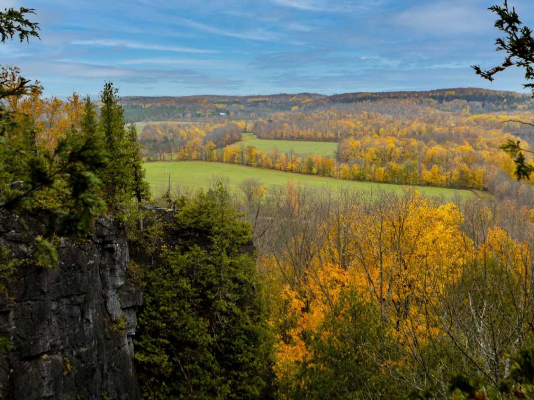 Farm fields in the Blue Mountains of Lake Huron emerging wine countyr