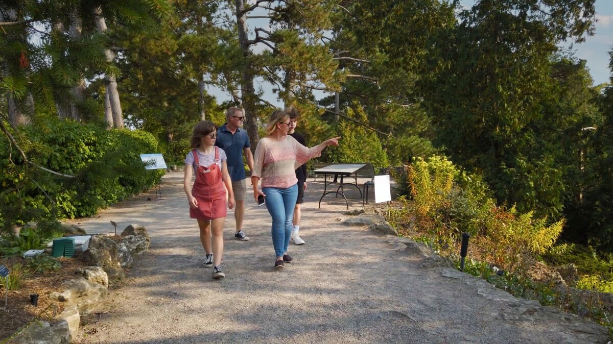 A family enjoying Burlington's Royal Botanical Gardens.