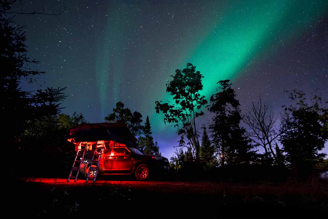 Camping in Sleeping Giant Provincial Park under the northern lights