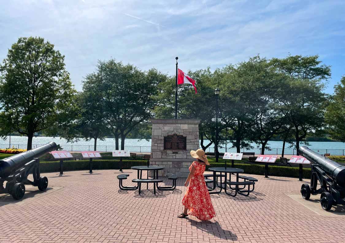 A woman walks through the Kings Navy Yard in Amherstburg, Ontario