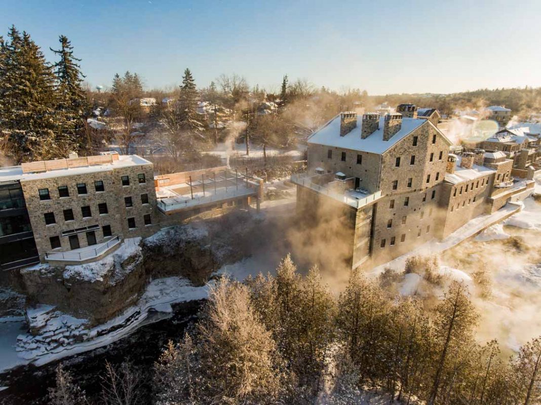 Elora Mill Inn and Ontario Spa on a winter morning