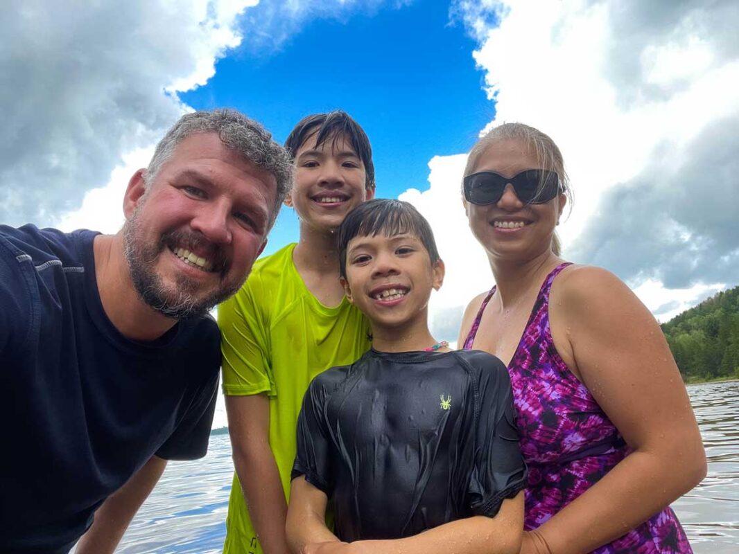 Family swimming at Ivanhoe Lake Provincial Park