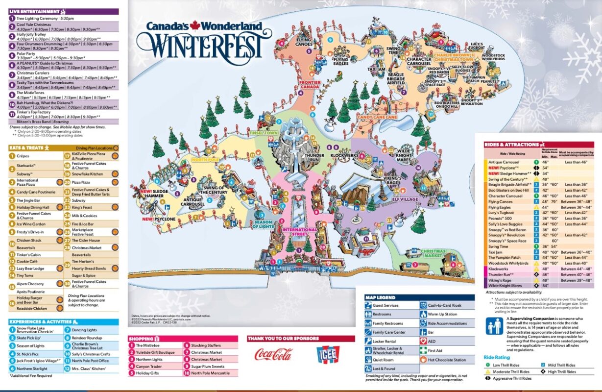WinterFest at Canada's Wonderland Map