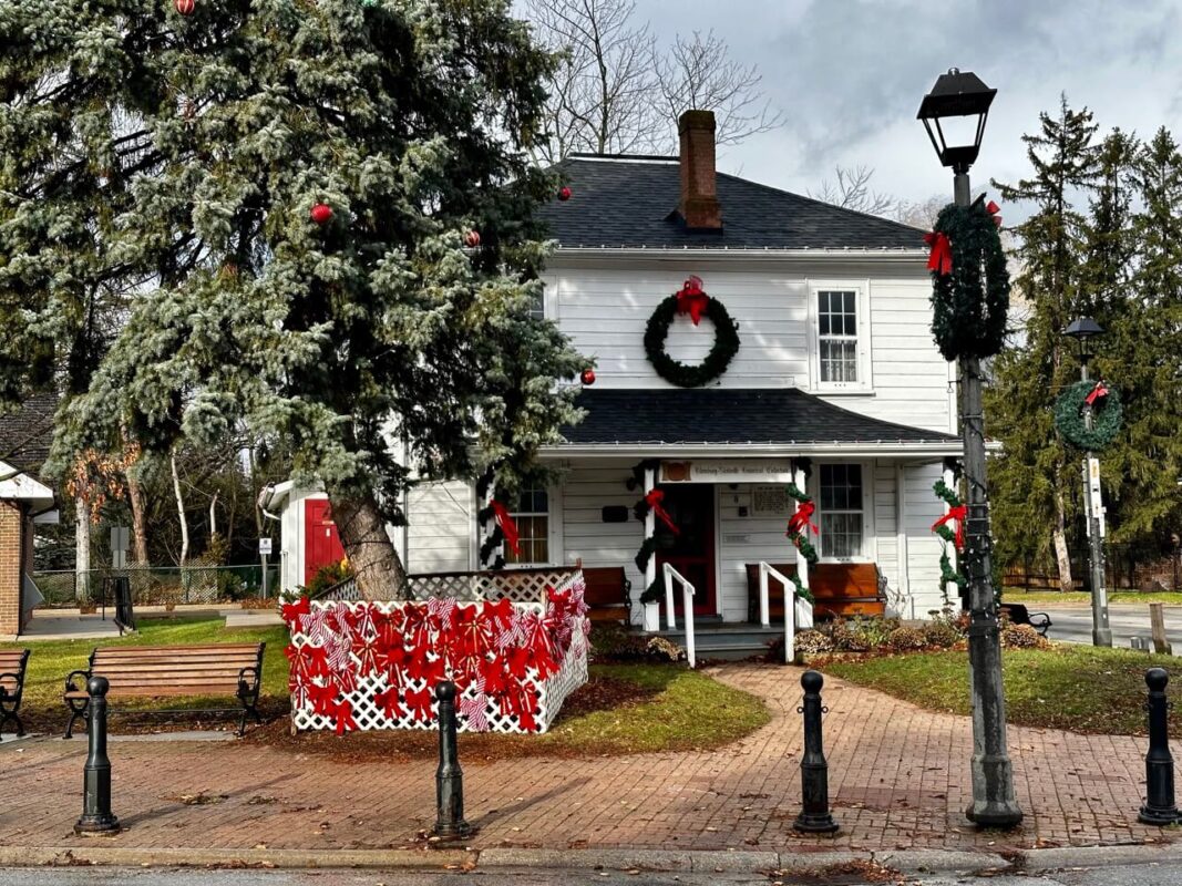 A corner home in Kleinburg during the holiday season