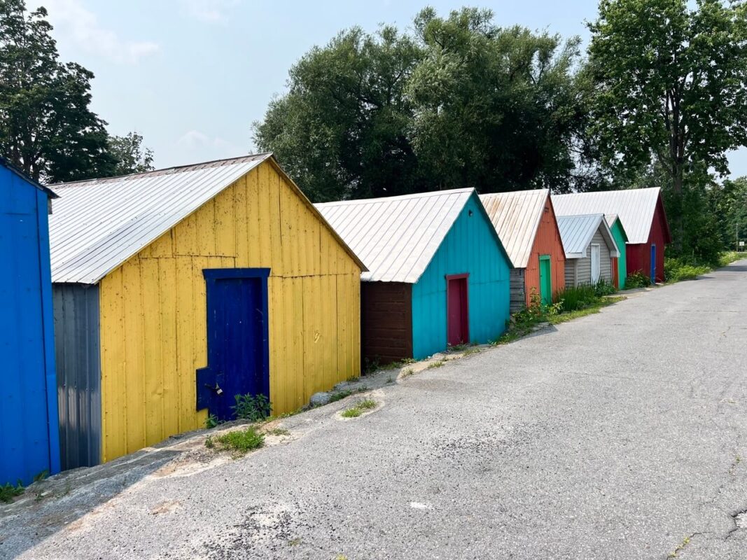 The brightly coloured boathouses on the pier at South Lancaster. A short detour from the Cheese'n'Crankers loop. 