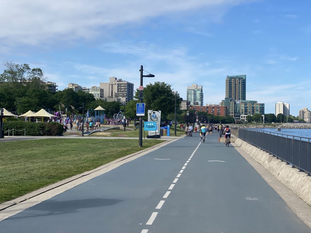 Cycling on the Waterfront Trail near Burlington, Ontario 
